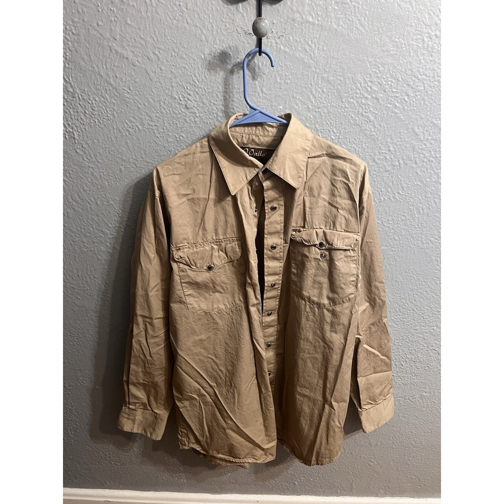 Walls Shirt‎ Men Size Medium Beige Pearl Snap Ranchwear Cowboy Work Rodeo